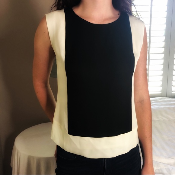 J. Crew Tops - J. Crew Silk Black & White Sleeveless Top Runs Big Church or Office Attire